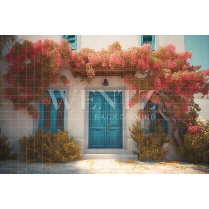 Photography Background in Fabric Greek House Facade / Backdrop 3664