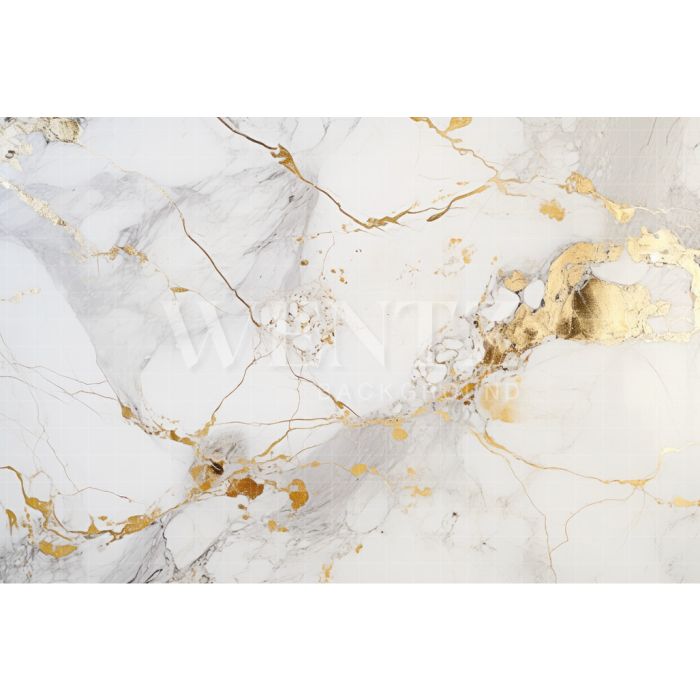 Photography Background in Fabric White Marble with Gold / Backdrop 3685