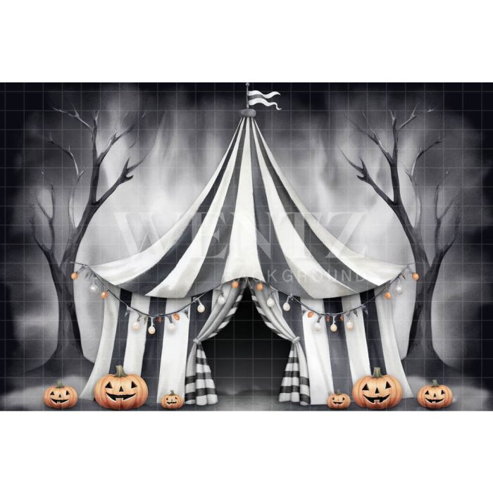 Photography Background in Fabric Watercolor Halloween Circus / Backdrop 3692
