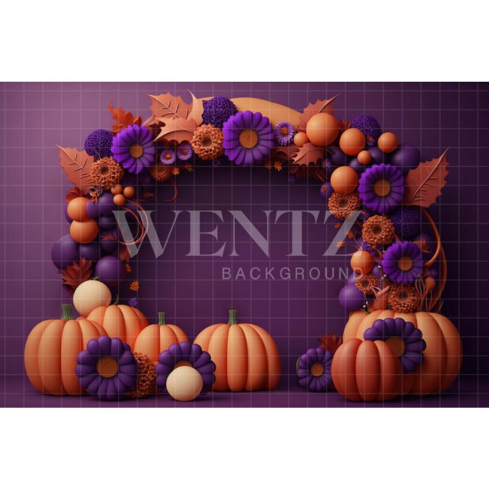 Photography Background in Fabric Cake Smash Pumpkins and Flowers / Backdrop 3697