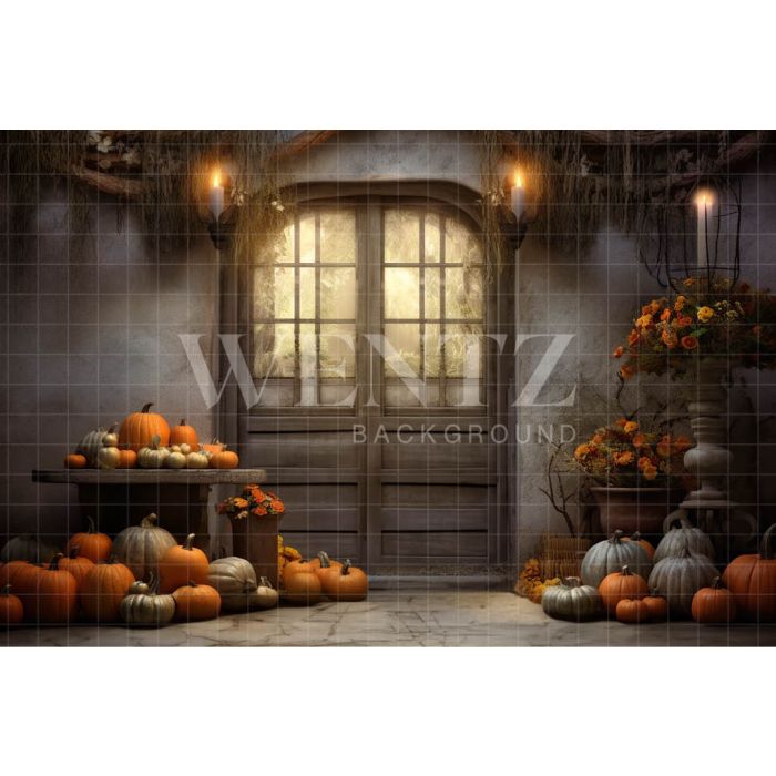 Photography Background in Fabric Halloween Rustic Door / Backdrop 3724