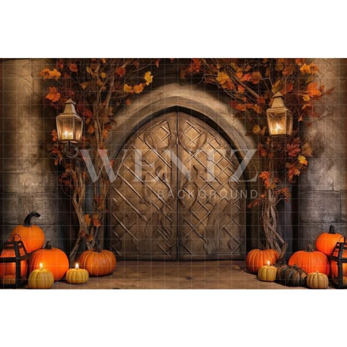 Photography Background in Fabric Halloween Rustic Door / Backdrop 3726