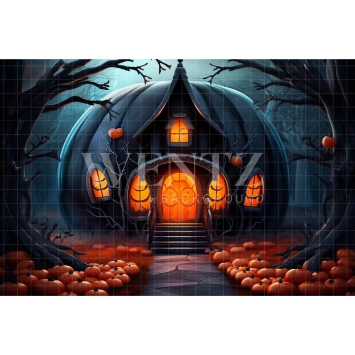 Photography Background in Fabric Pumpkin House / Backdrop 3744