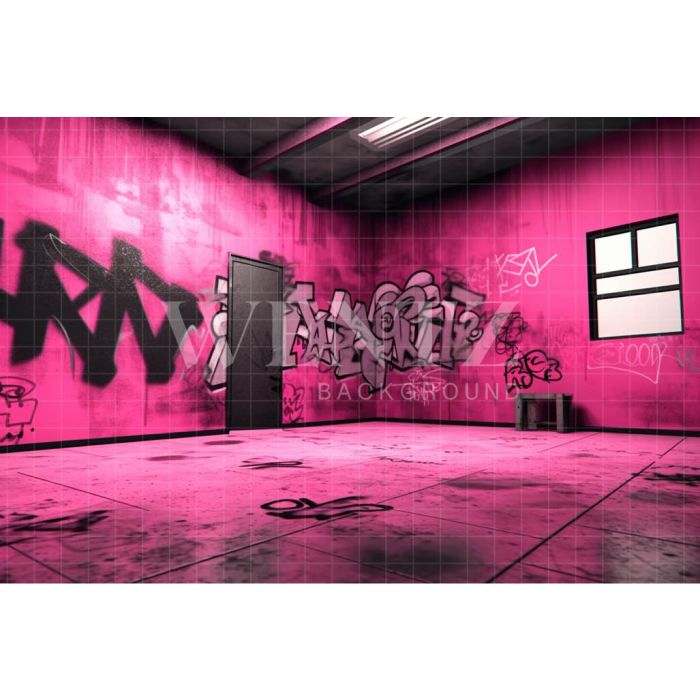 Photography Background in Fabric Pink Graffiti Room / Backdrop 3787