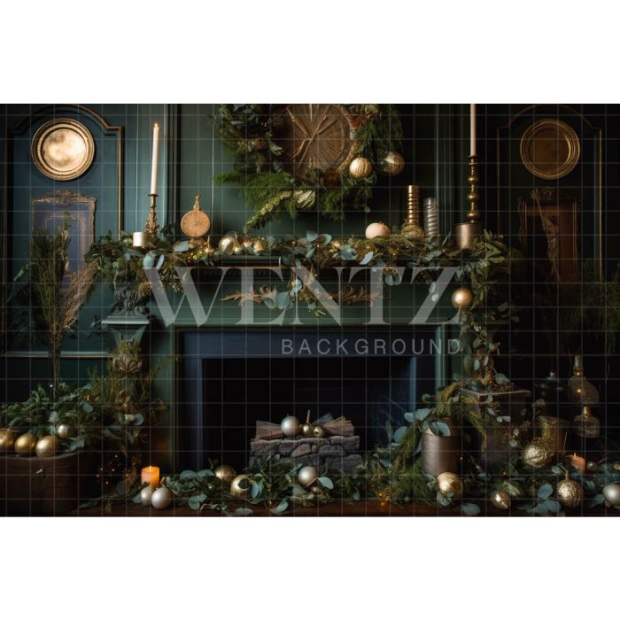 Photography Background in Fabric Christmas Set with Fireplace / Backdrop 3839
