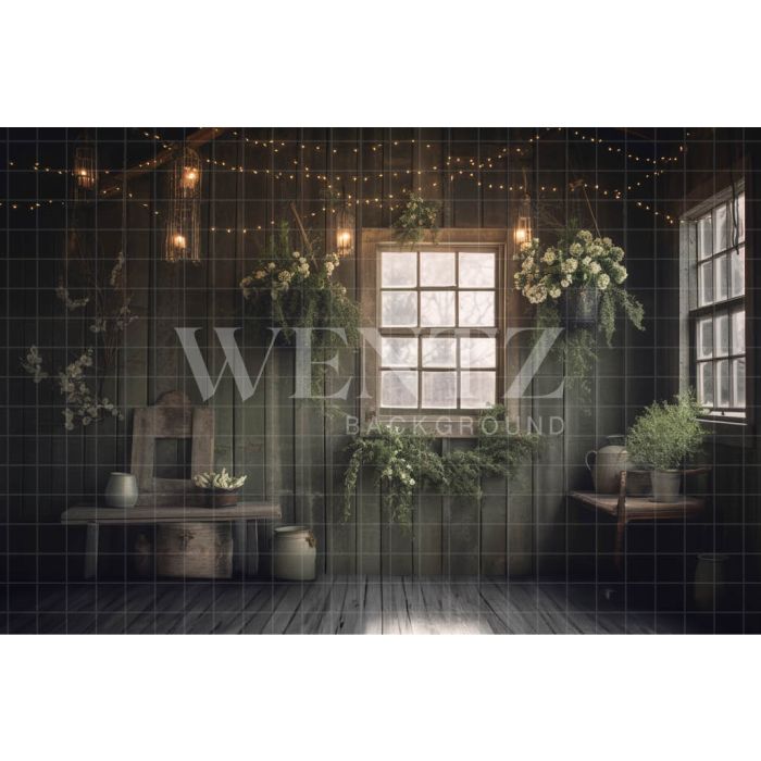 Photography Background in Fabric Christmas Room with Lights / Backdrop 3862