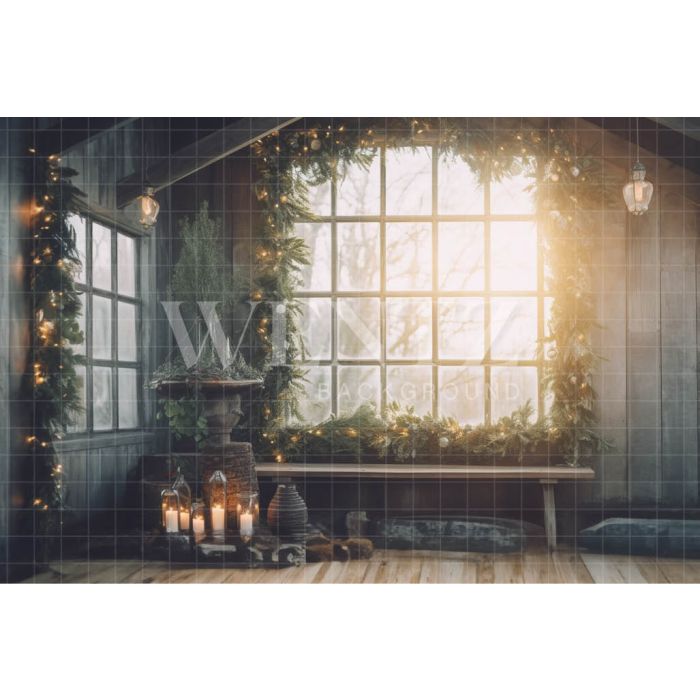 Photography Background in Fabric Christmas Room With Window / Backdrop 3863