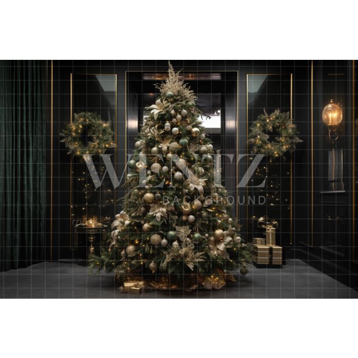 Photography Background in Fabric Room with Christmas Tree / Backdrop 3873