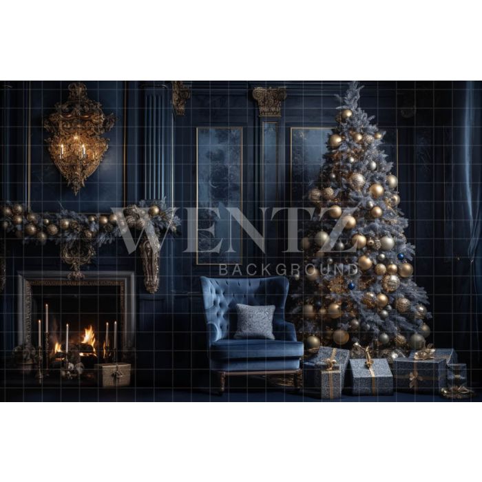 Photography Background in Fabric Christmas Set with Fireplace / Backdrop 3877