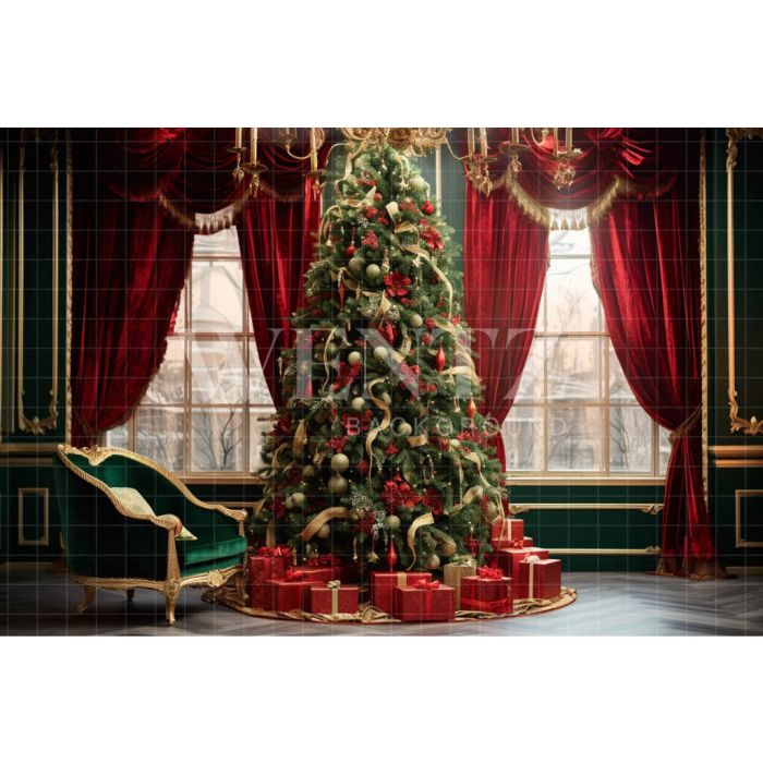 Photography Background in Fabric Christmas Set with Couch / Backdrop 3947