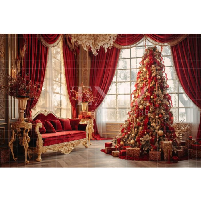 Photography Background in Fabric Red Christmas Set / Backdrop 3949