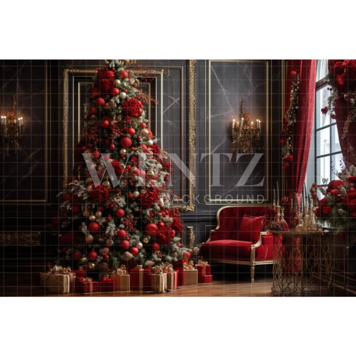 Photography Background in Fabric Red and Gold Christmas Set / Backdrop 3952