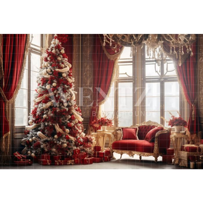 Photography Background in Fabric Red and Gold Christmas Set / Backdrop 3953