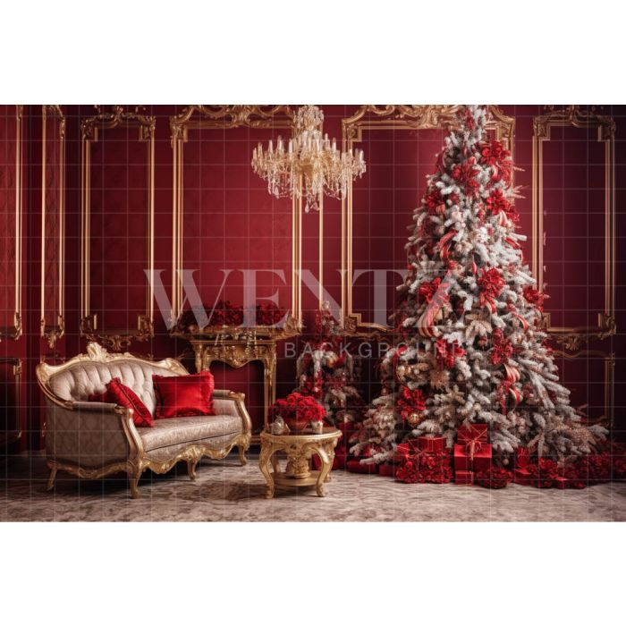Photography Background in Fabric Red Christmas Room / Backdrop 3956