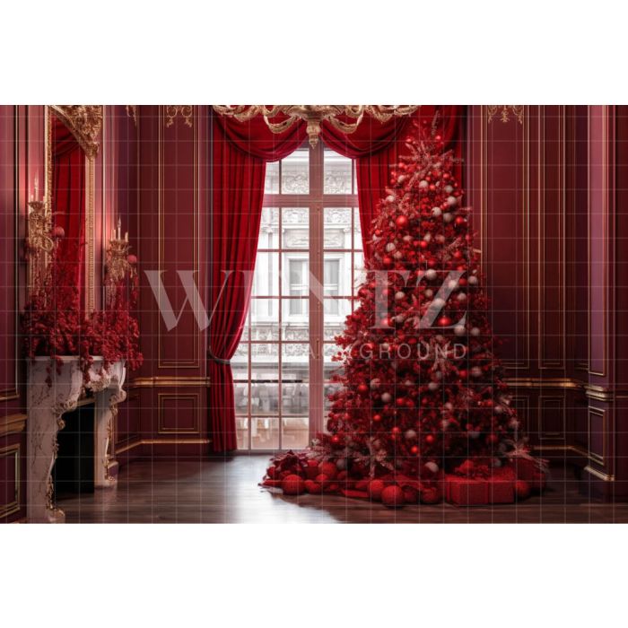 Photography Background in Fabric Christmas Set with Fireplace / Backdrop 3959