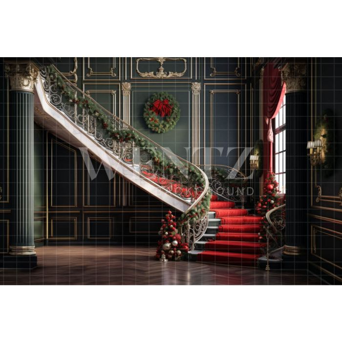 Photography Background in Fabric Christmas Staircase / Backdrop 3973