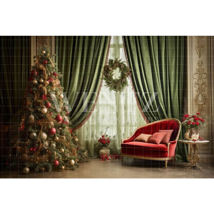 Photography Background in Fabric Christmas Interior / Backdrop 3974