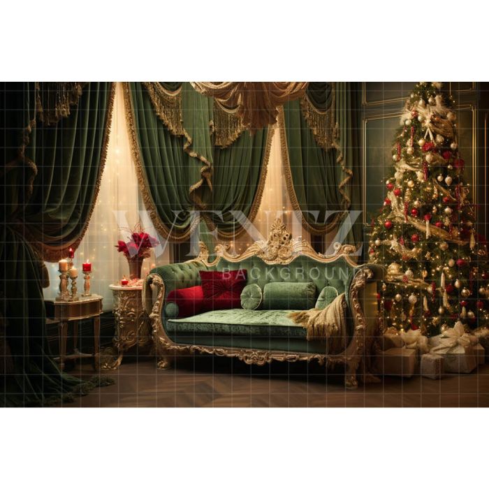 Photography Background in Fabric Classic Christmas Room / Backdrop 3981