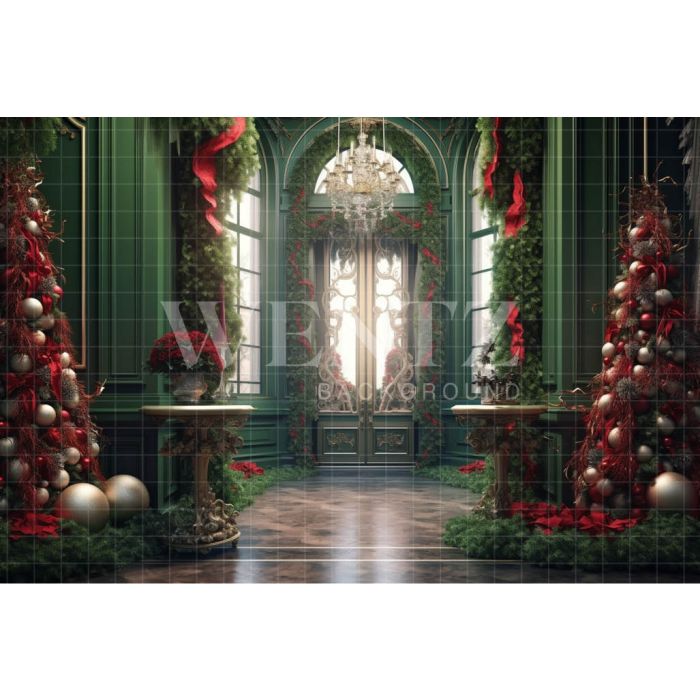 Photography Background in Fabric Christmas Green Set / Backdrop 3985
