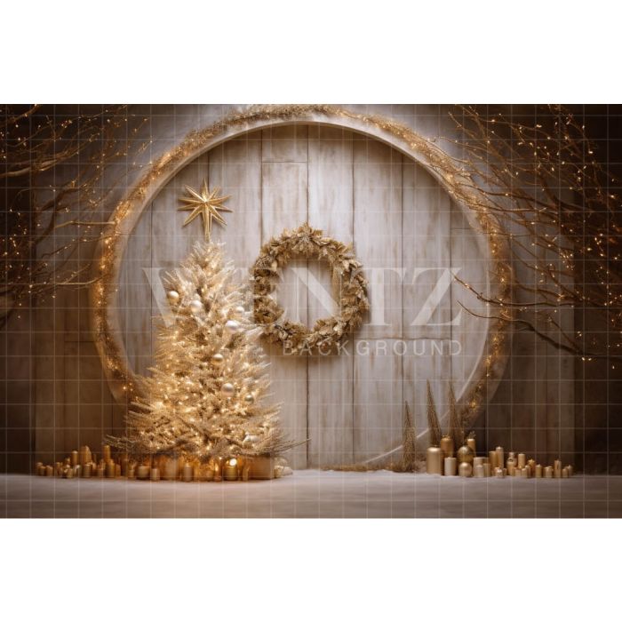 Photography Background in Fabric Gold Christmas Tree / Backdrop 4012