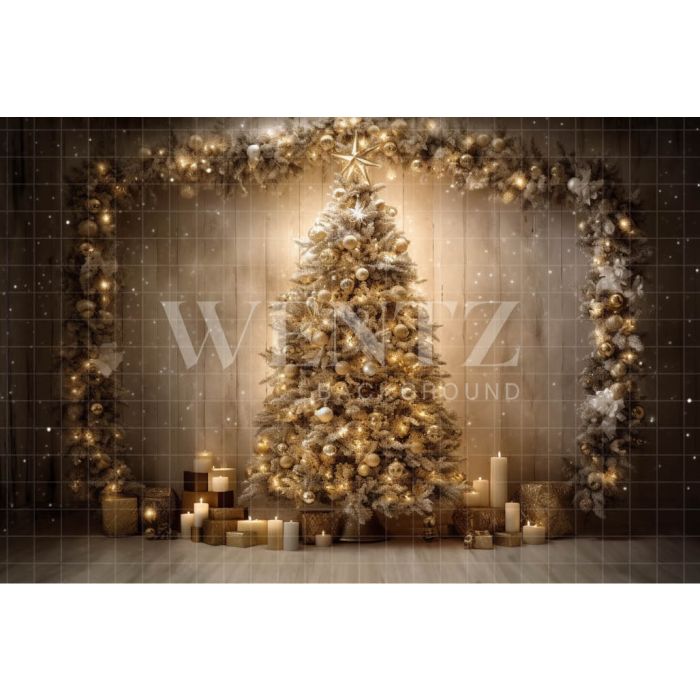 Photography Background in Fabric Gold Christmas Tree / Backdrop 4013