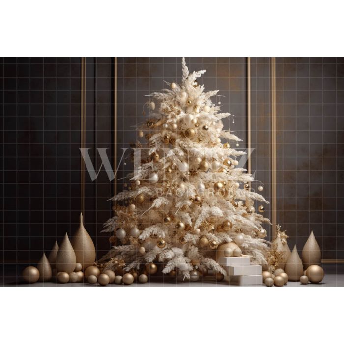 Photography Background in Fabric Gold Christmas Tree / Backdrop 4014