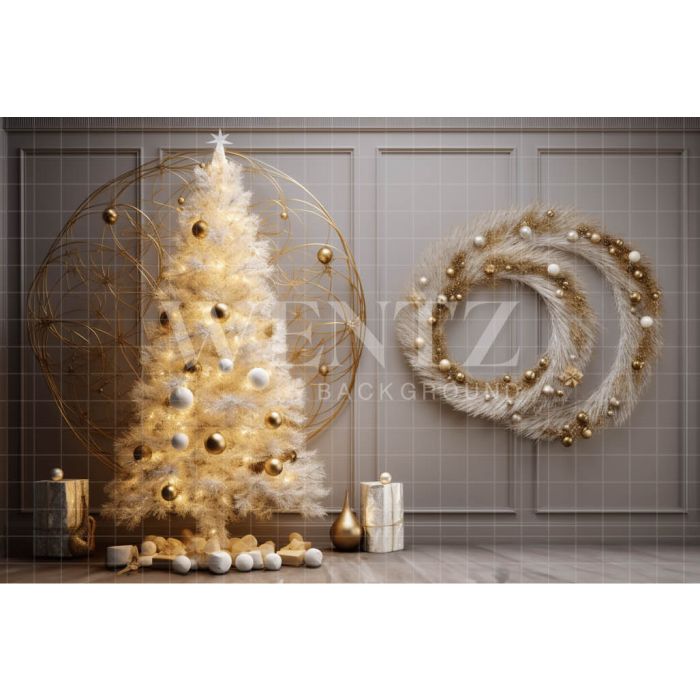 Photography Background in Fabric Gold Christmas Set / Backdrop 4023