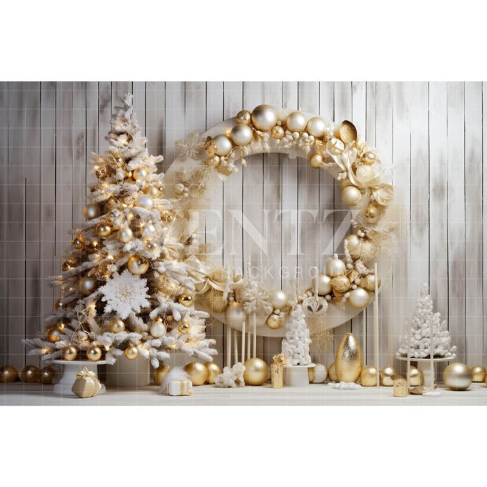 Photography Background in Fabric Gold Christmas Set / Backdrop 4034