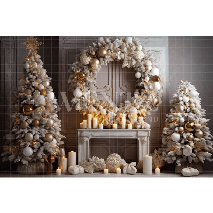 Photography Background in Fabric White and Gold Christmas Set / Backdrop 4039