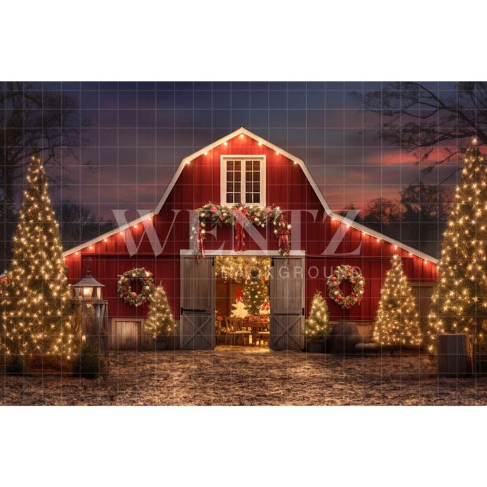 Photography Background in Fabric Christmas Barn / Backdrop 4077