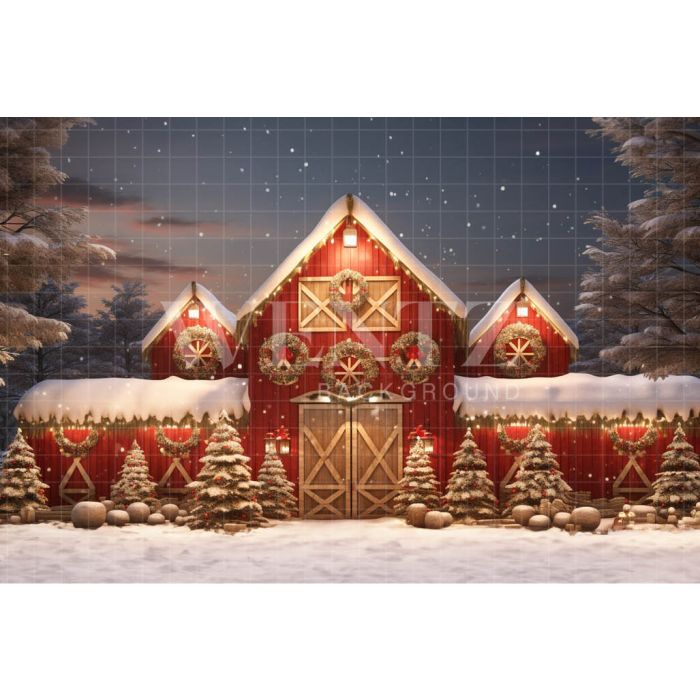 Photography Background in Fabric Christmas Barn / Backdrop 4078