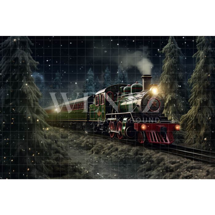 Photography Background in Fabric Christmas Express Train / Backdrop 4080