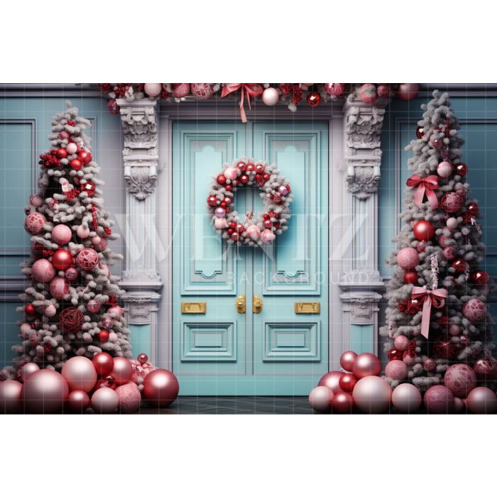 Photography Background in Fabric Candy Color Christmas Door / Backdrop 4085