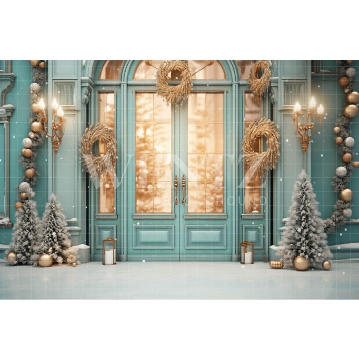 Photography Background in Fabric Candy Color Christmas Door / Backdrop 4087