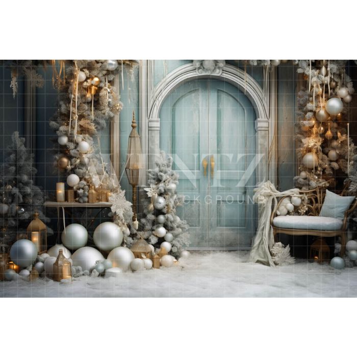 Photography Background in Fabric Candy Color Christmas Door / Backdrop 4089