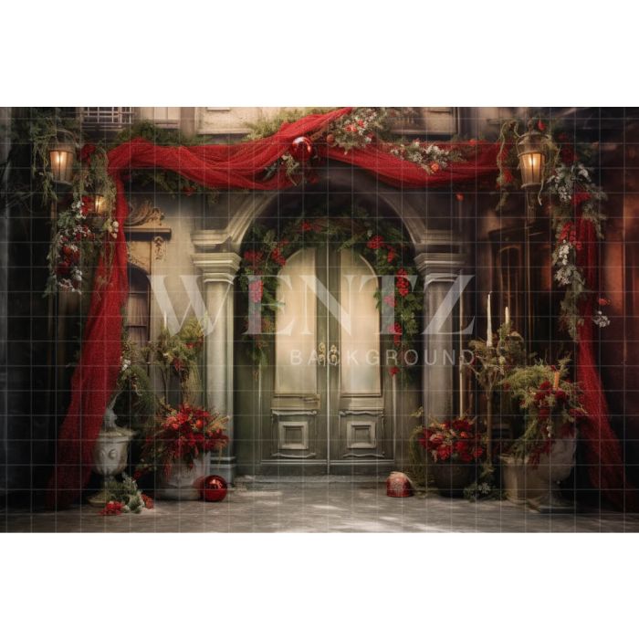 Photography Background in Fabric Christmas House Front / Backdrop 4111