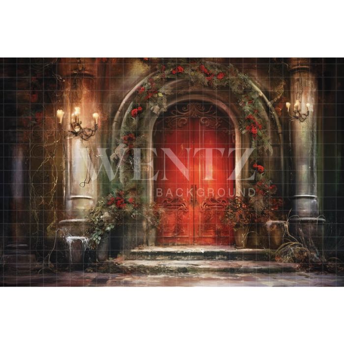 Photography Background in Fabric Christmas House Front / Backdrop 4112
