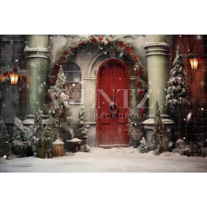 Photography Background in Fabric Christmas House Front / Backdrop 4113
