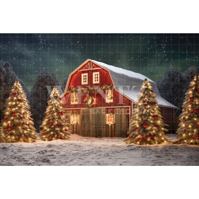 Photography Background in Fabric Christmas Barn / Backdrop 4128
