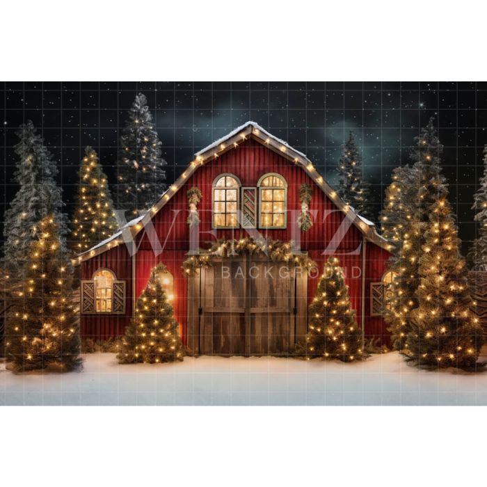 Photography Background in Fabric Christmas Barn / Backdrop 4129