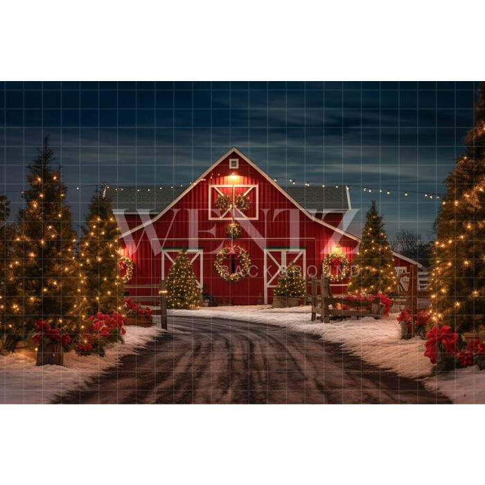 Photography Background in Fabric Christmas Barn / Backdrop 4130