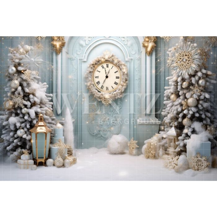 Photography Background in Fabric Christmas Set with Clock / Backdrop 4131