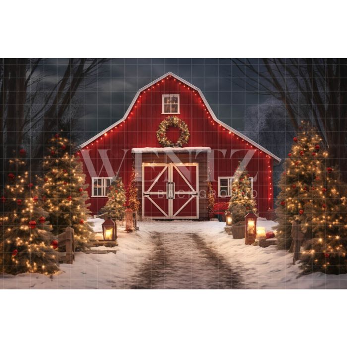 Photography Background in Fabric Christmas Barn / Backdrop 4141