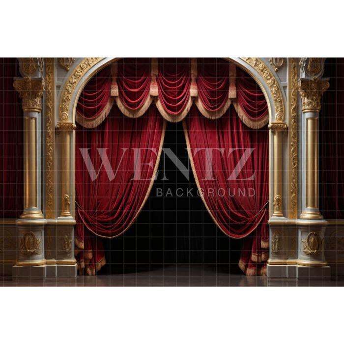 Photography Background in Fabric Scenery with Red Curtains / Backdrop 4142
