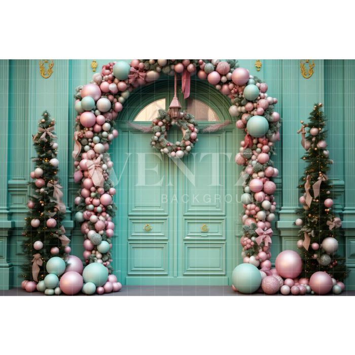 Photography Background in Fabric Candy Color Christmas Door / Backdrop 4152