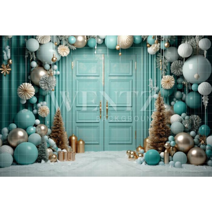Photography Background in Fabric Candy Color Christmas Door / Backdrop 4153