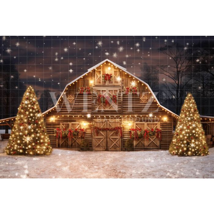 Photography Background in Fabric Christmas Barn / Backdrop 4155