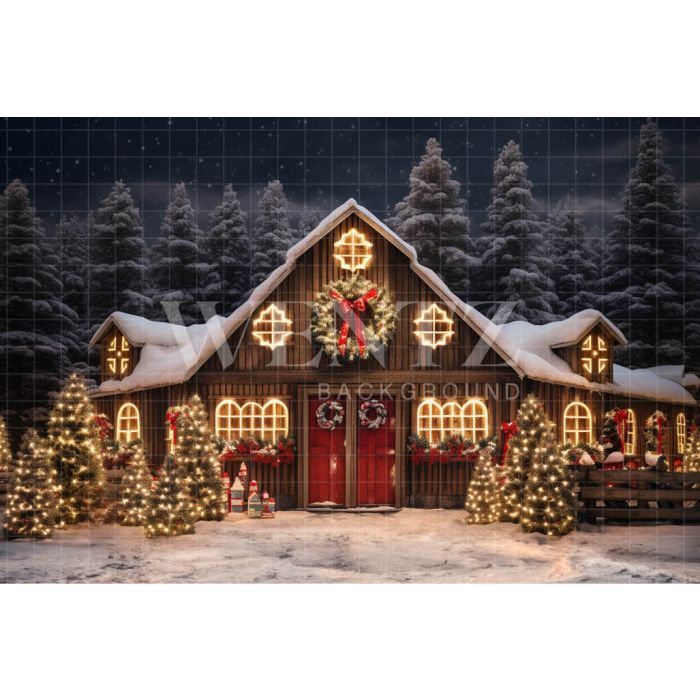 Photography Background in Fabric Christmas Barn / Backdrop 4156