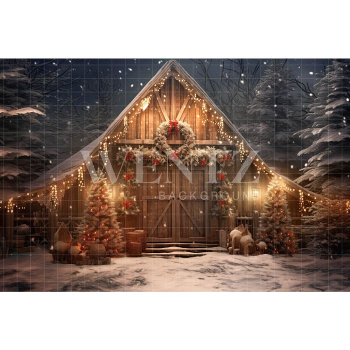 Photography Background in Fabric Christmas Barn / Backdrop 4157
