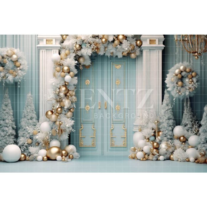 Photography Background in Fabric Pastel Blue Door / Backdrop 4161